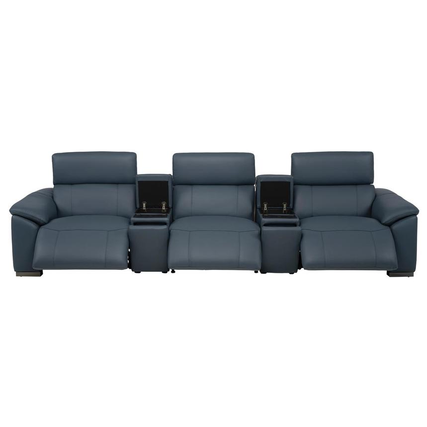 Cordova Blue Home Theater Leather Seating with 5PCS/3PWR alternate image, 3 of 12 images.