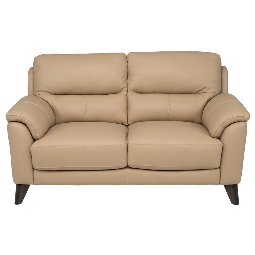 Bali Dark Cream Leather Loveseat main image, 1 of 8 images.