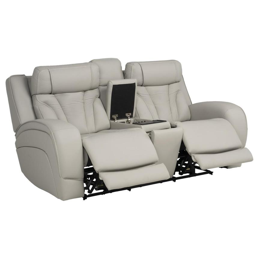 Kylo Light Gray Power Motion Leather Sofa w/Console  alternate image, 4 of 19 images.