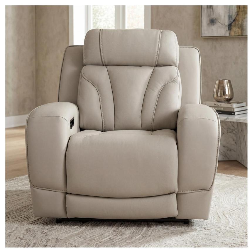 Kylo Light Gray Power Motion Leather Recliner  alternate image, 2 of 16 images.
