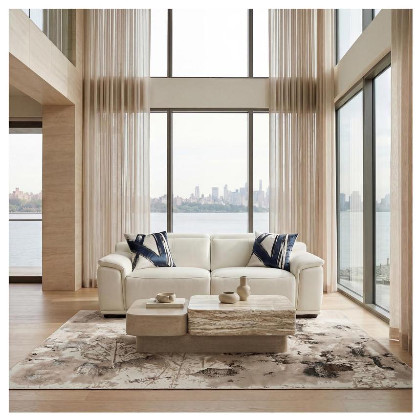 Davis 2.0 White Leather Power Reclining Sofa  alternate image, 2 of 11 images.