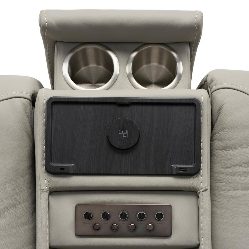 Kylo Light Gray Power Motion Leather Sofa w/Console alternate image, 15 of 19 images.
