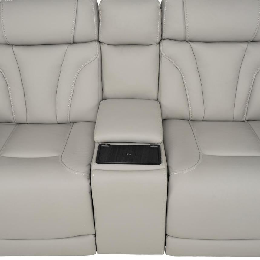 Kylo Light Gray Power Motion Leather Sofa w/Console alternate image, 8 of 19 images.