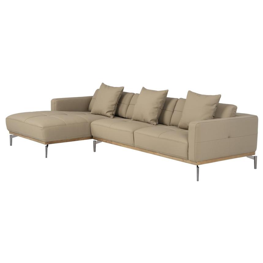 Nate Taupe Leather Corner Sofa w/Left Chaise alternate image, 3 of 12 images.