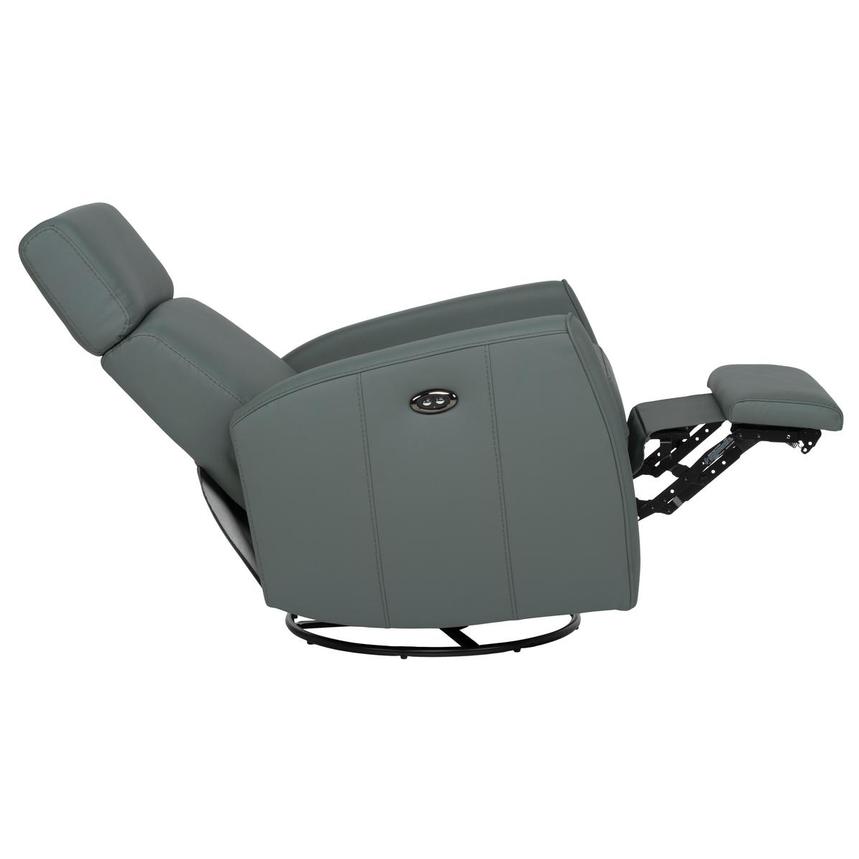 Lucca Blue Leather Power Swivel Glider Recliner alternate image, 5 of 10 images.