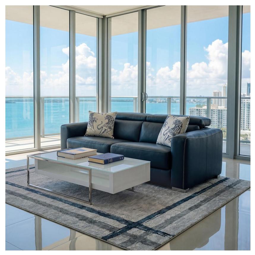 Bay Harbor Blue Leather Sleeper | El Dorado Furniture