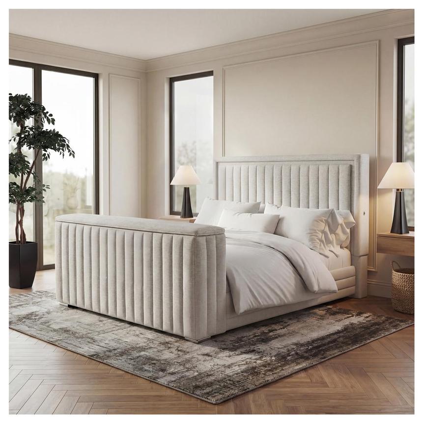 Ellia King Panel Bed w/LED Lights, TV Lift & Fireplace  alternate image, 2 of 13 images.