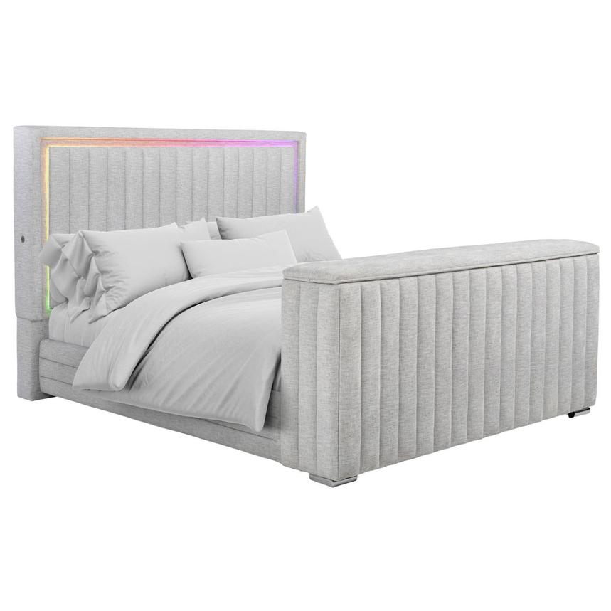 Ellia King Panel Bed w/LED Lights, TV Lift & Fireplace alternate image, 8 of 13 images.