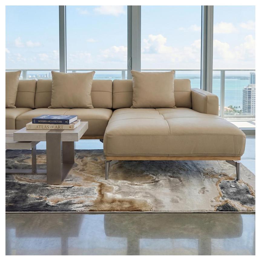 Nate Taupe Leather Corner Sofa w/Left Chaise  alternate image, 2 of 12 images.