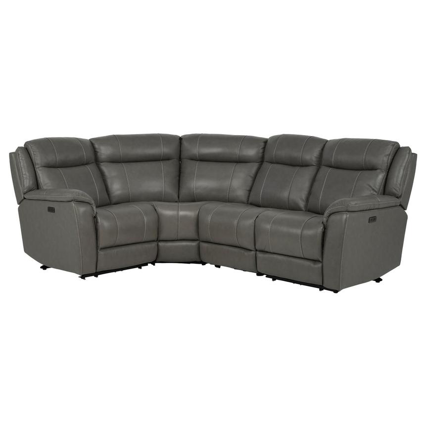 Samuel Dark Gray Leather Power Reclining Sectional with 4PCS/2PWR main image, 1 of 2 images.
