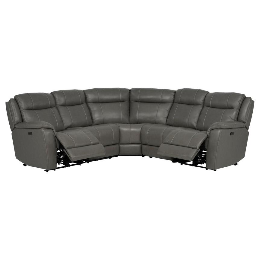 Samuel Dark Gray Leather Power Reclining Sectional with 5PCS/2PWR  alternate image, 3 of 9 images.