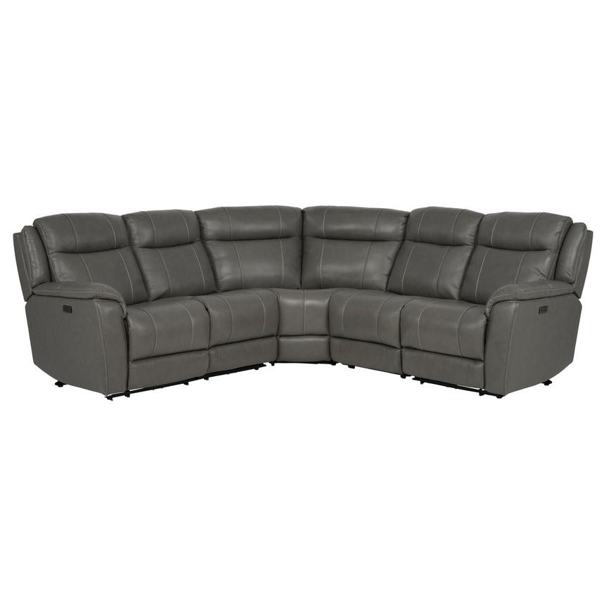 Samuel Dark Gray Leather Power Reclining Sectional with 5PCS/2PWR main image, 1 of 2 images.