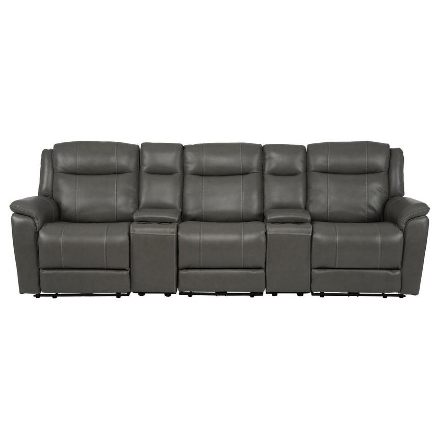 Samuel Dark Gray Home Theater Leather Seating with 5PCS/2PWR