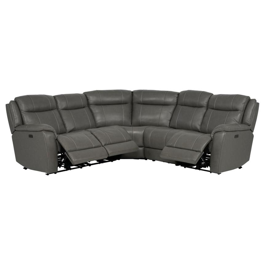 Samuel Dark Gray Leather Power Reclining Sectional with 5PCS/3PWR  alternate image, 3 of 10 images.