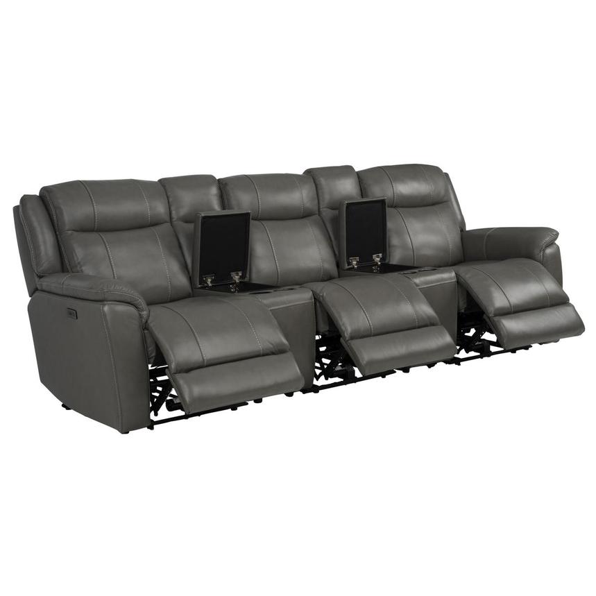 Samuel Dark Gray Home Theater Leather Seating with 5PCS/3PWR  alternate image, 3 of 10 images.