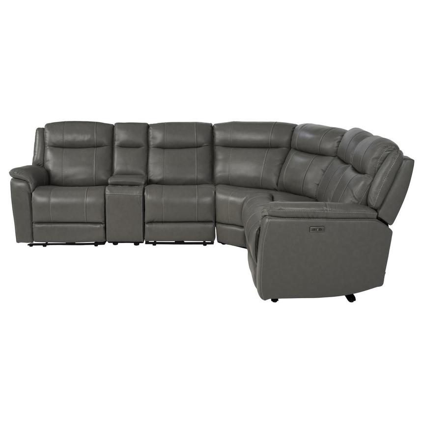 Samuel Dark Gray Leather Power Reclining Sectional with 6PCS/2PWR  alternate image, 3 of 11 images.