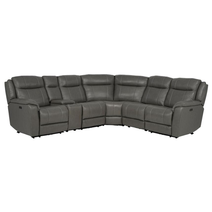 Samuel Dark Gray Leather Power Reclining Sectional with 6PCS/3PWR  main image, 1 of 2 images.