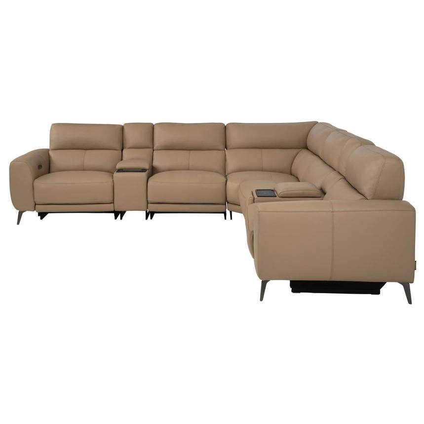 Granet Dark Cream Leather Power Reclining Sectional with 7PCS/3PWR alternate image, 5 of 16 images.
