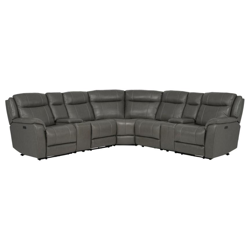 Samuel Dark Gray Leather Power Reclining Sectional with 7PCS/3PWR main image, 1 of 2 images.