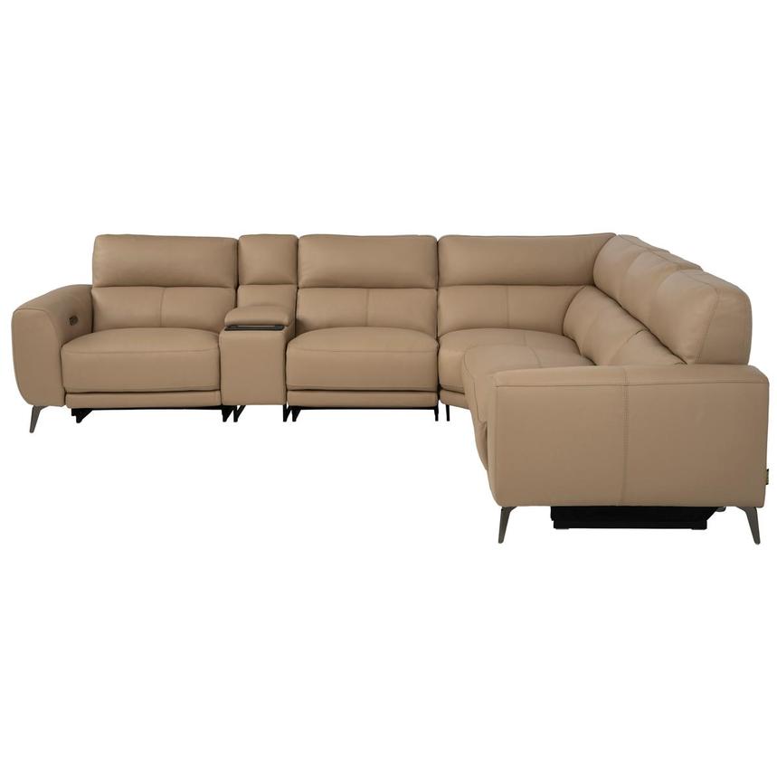 Granet Dark Cream Leather Power Reclining Sectional with 6PCS/3PWR alternate image, 5 of 17 images.