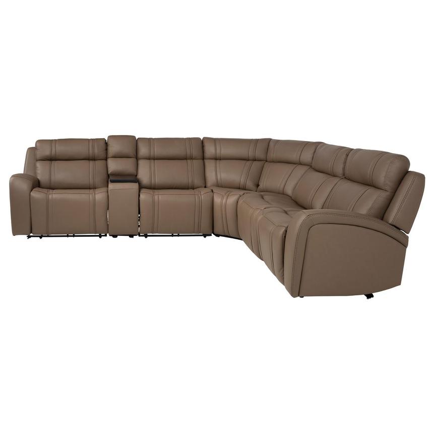 Galaxy Light Brown Leather Power Reclining Sectional with 6PCS/3PWR alternate image, 5 of 15 images.