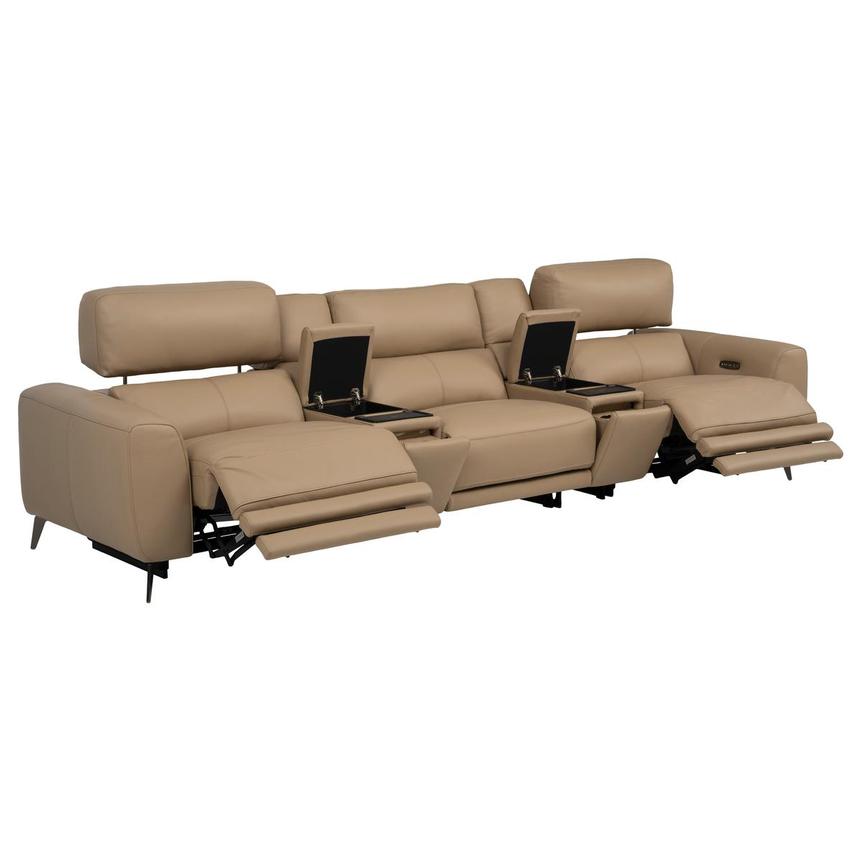 Granet Dark Cream Home Theater Leather Seating with 5PCS/2PWR alternate image, 5 of 17 images.
