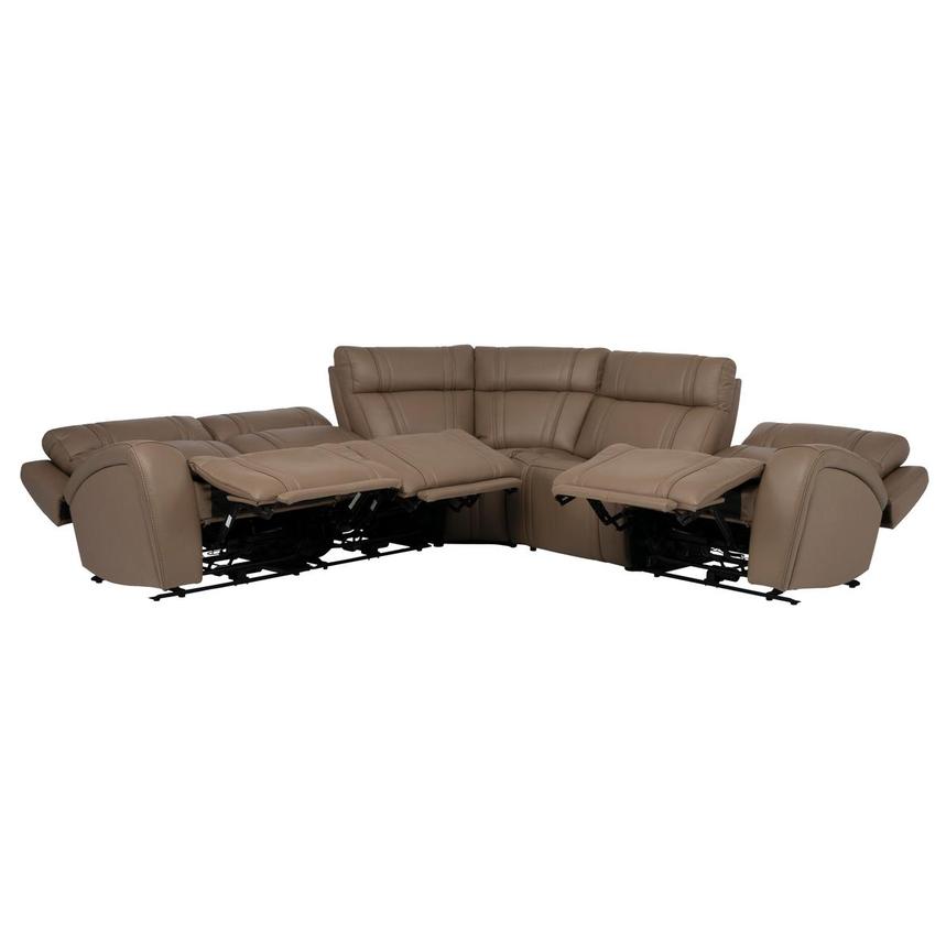 Galaxy Light Brown Leather Power Reclining Sectional with 5PCS/3PWR alternate image, 3 of 9 images.