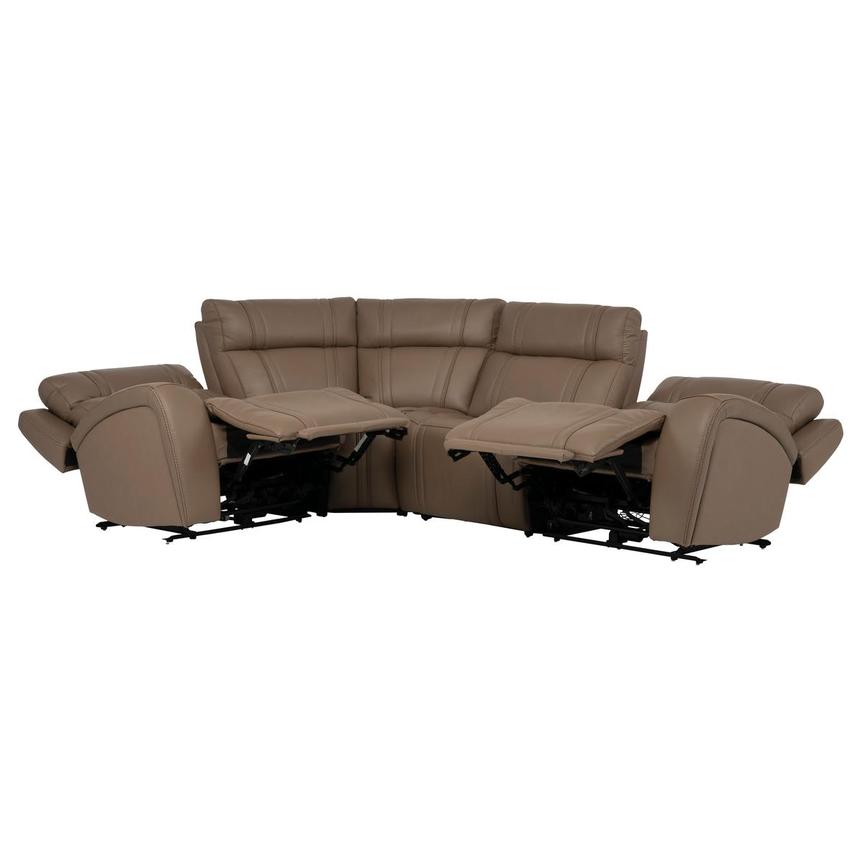 Galaxy Light Brown Leather Power Reclining Sectional with 4PCS/2PWR alternate image, 3 of 6 images.