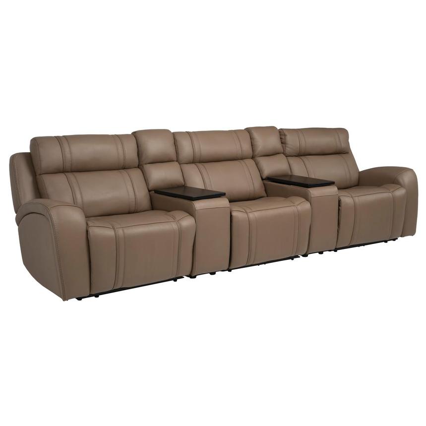 Galaxy Light Brown Home Theater Leather Seating with 5PCS/2PWR alternate image, 5 of 23 images.