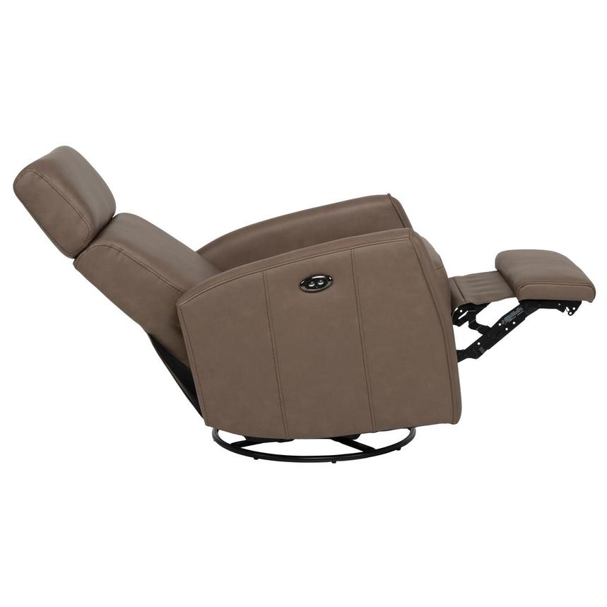 Lucca Brown Leather Power Swivel Glider Recliner alternate image, 5 of 11 images.