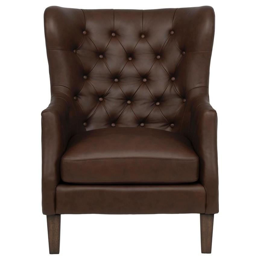 Belvedere Brown Leather Accent Chair alternate image, 3 of 10 images.
