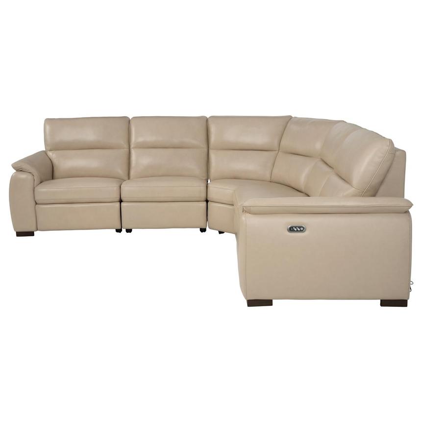Promenade Beige Leather Power Reclining Sectional with 5PCS/2PWR  alternate image, 3 of 7 images.