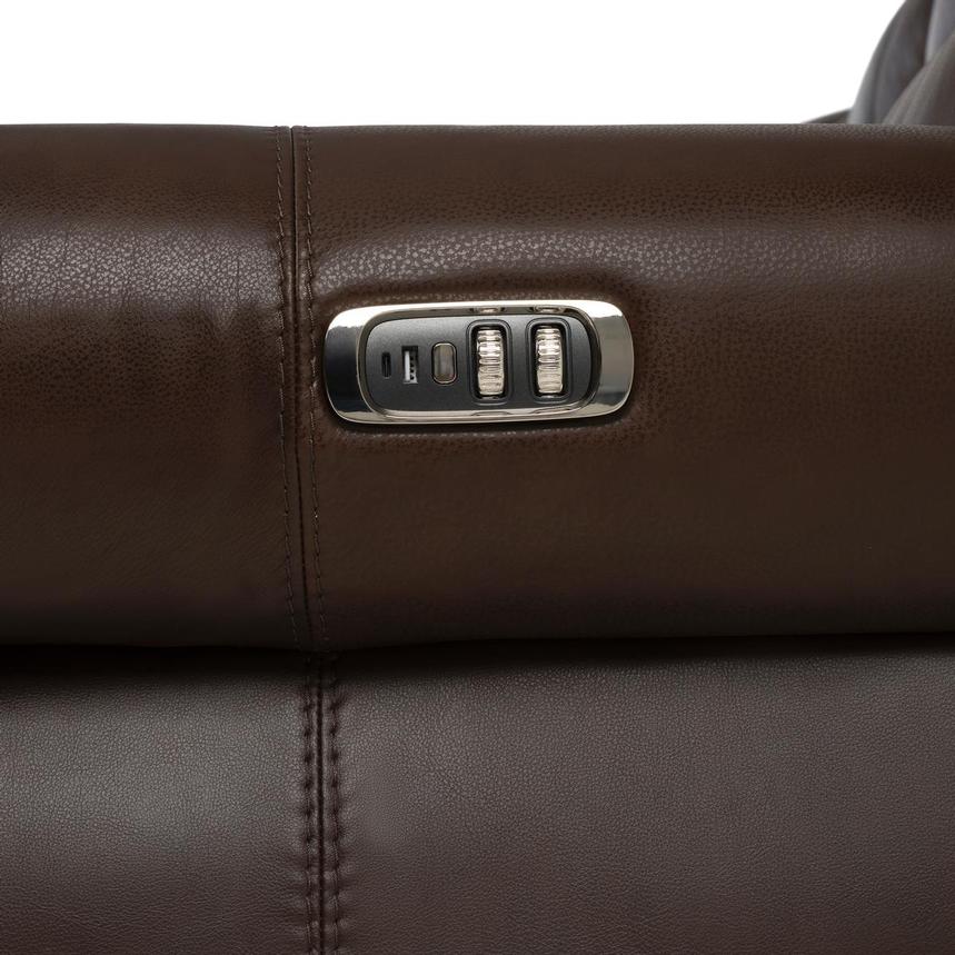 Bruno Brown Leather Power Reclining Sectional with 5PCS/3PWR alternate image, 10 of 11 images.