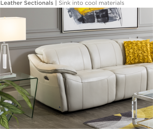 Leather Sectionals. Sink into cool materials.
