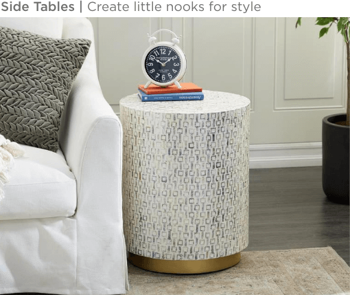 Side Tables. Create little nooks for style