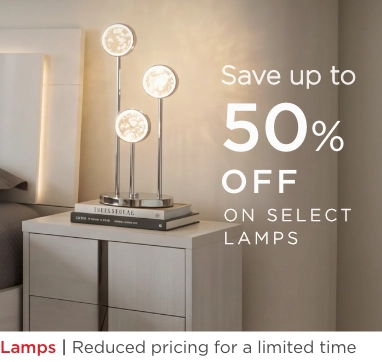 Lamps. Reduced pricing for a limited time. Save up to 50% off on select lamps.