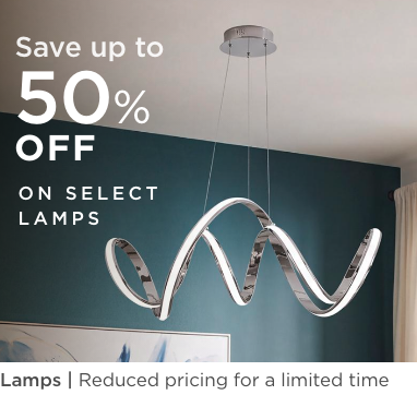 Lamps. Reduced pricing for a limited time. Save up to 50% off on select lamps.