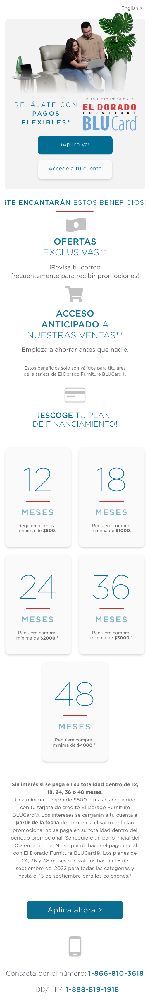 el dorado blue card phone number